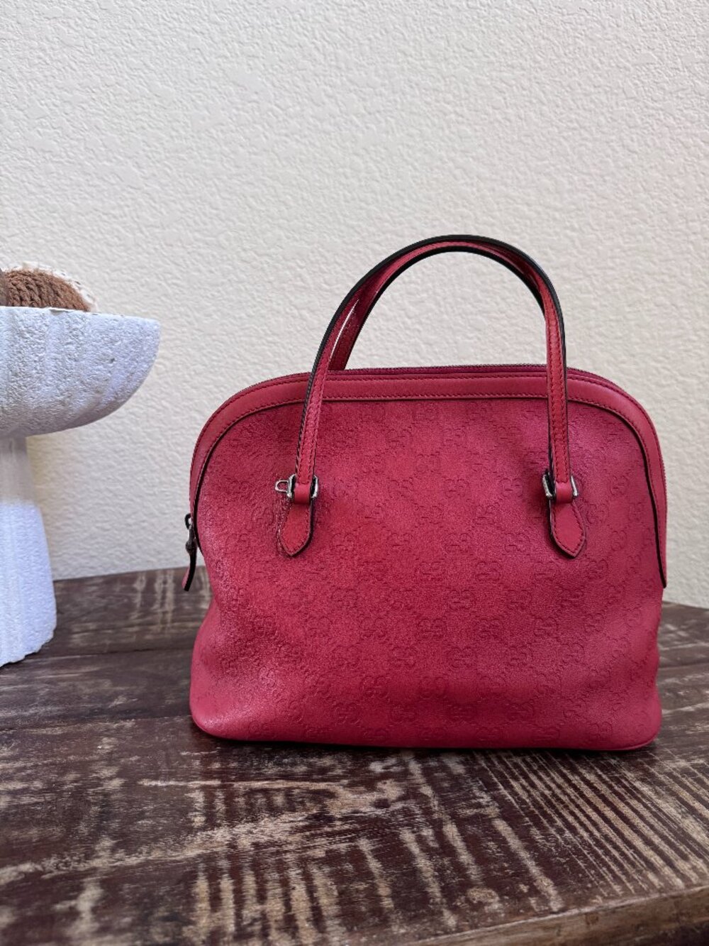 Gucci Coral Guccissima Leather Dome Satchel Authentic + COA
